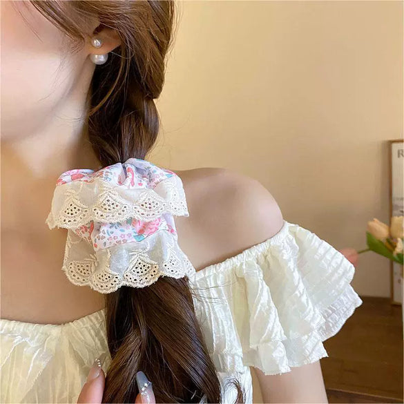 Pastoral Style Bow Flower Imitation Pearl Hair Ring Women's Sweet Fresh Hair Accessories