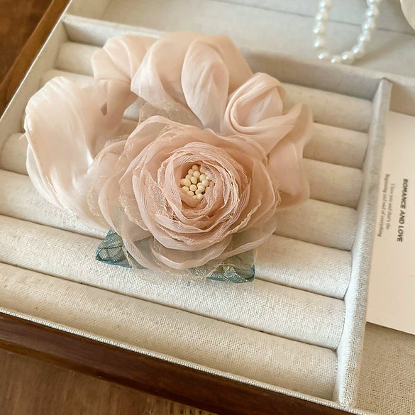 Pastoral Style Bow Flower Imitation Pearl Hair Ring Women's Sweet Fresh Hair Accessories