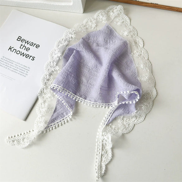 Pastoral Style Geometric White Lace Triangle Scarf Headwear