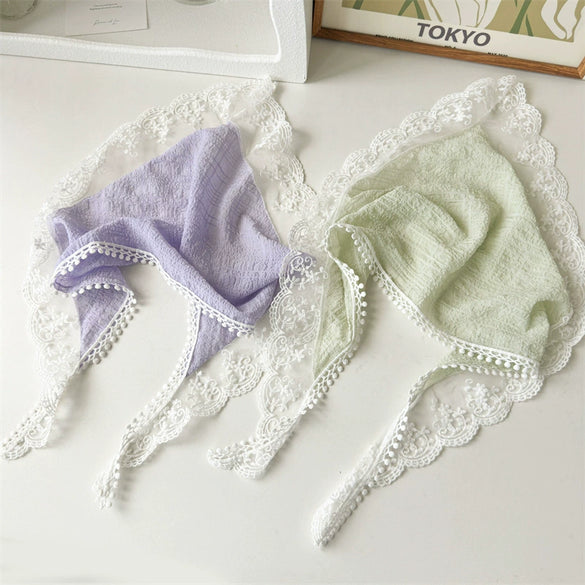 Pastoral Style Geometric White Lace Triangle Scarf Headwear