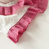 Pastoral Style Plaid Lace Triangle Heart Cherry Square Handmade Fabric Headband Hair Hoop For Girls