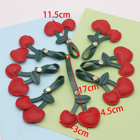 Pastoral Style Pu Leather Cherry Keychain Pendant Cute Small Leather Pendant
