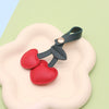 Pastoral Style Pu Leather Cherry Keychain Pendant Cute Small Leather Pendant