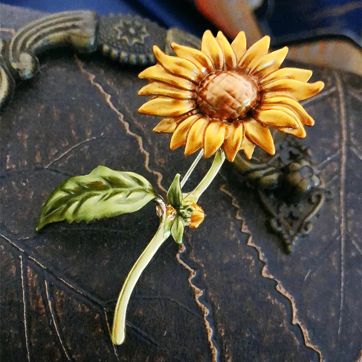 Pastoral Sunflower Alloy Inlay Rhinestones Women'S Brooches