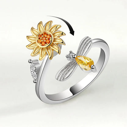 Pastoral Sunflower Copper Plating Open Ring