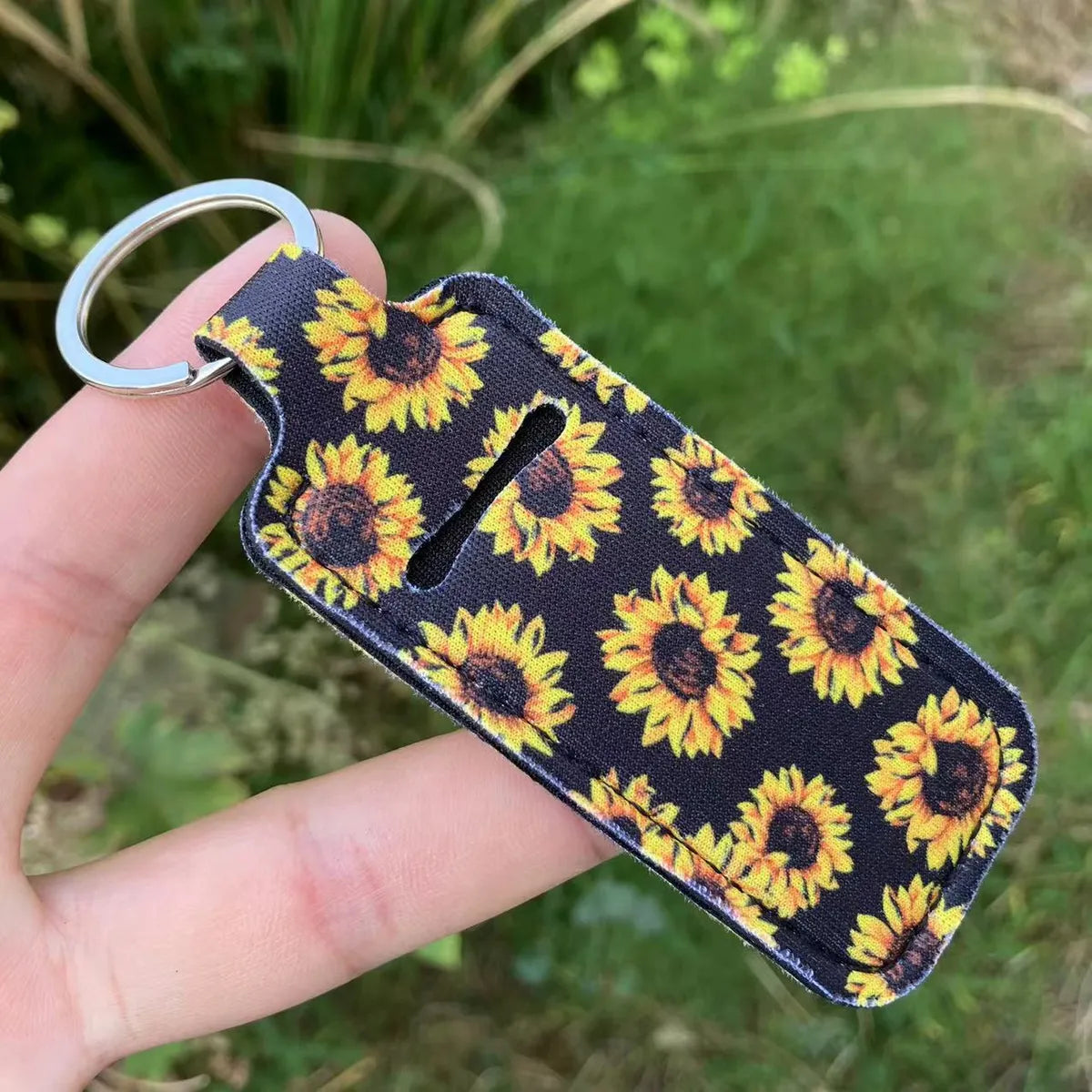 Pastoral Sunflower Lips Leopard Polyester Keychain