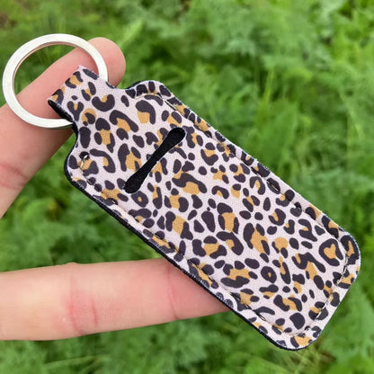 Pastoral Sunflower Lips Leopard Polyester Keychain