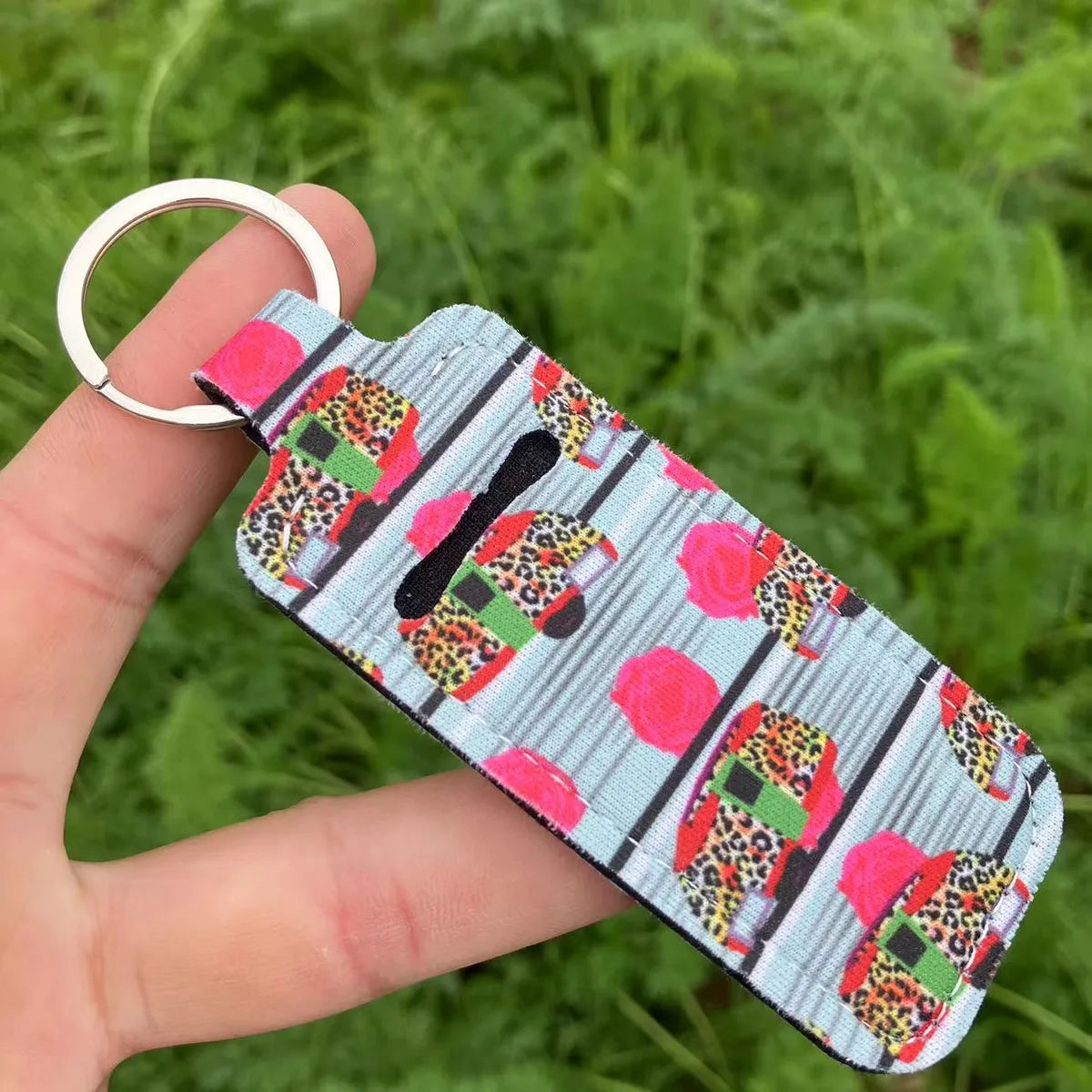 Pastoral Sunflower Lips Leopard Polyester Keychain