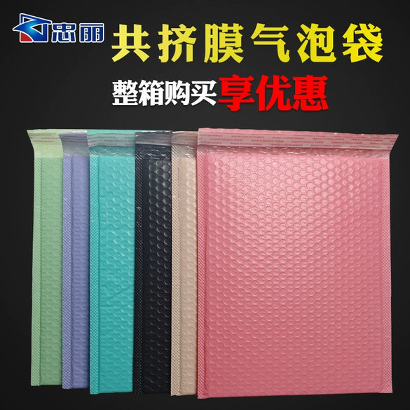 Pe Coextruded Film Bubble Mailer Bag Pink Shockproof Selfsealing Envelope With Thick Protective Bubble Lining