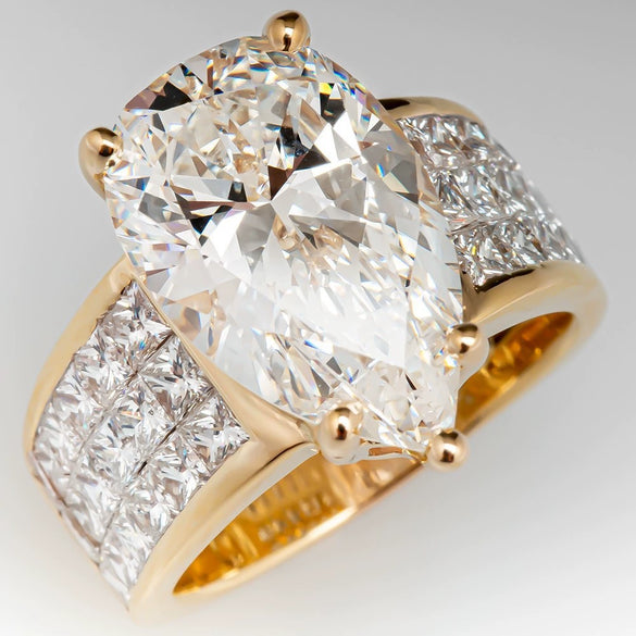 Pear Shaped Zircon Inlaid Copper Ring For Women