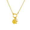 Pearl Accessories Starfish Scallop Pendant Stainless Steel Gold Plated Necklace With Snake Bone Chain Fashion Animal Style