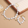 Pearl Alloy Jewelry With Starfish Shell And Marine Organisms Pattern Necklace Bracelet Set For Women Electroplated