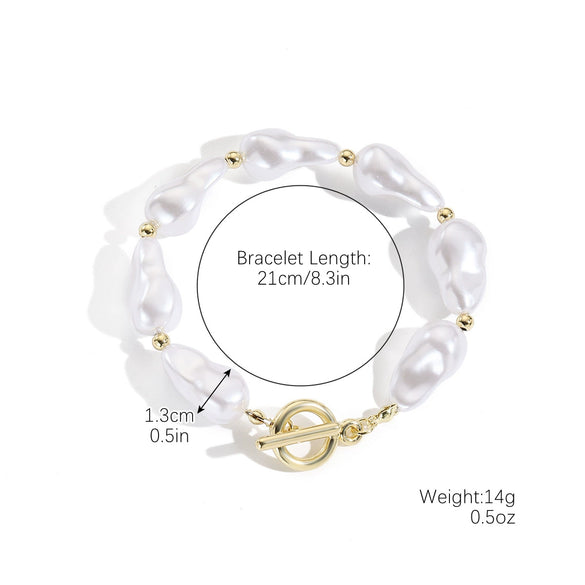 Pearl Alloy Jewelry With Starfish Shell And Marine Organisms Pattern Necklace Bracelet Set For Women Electroplated