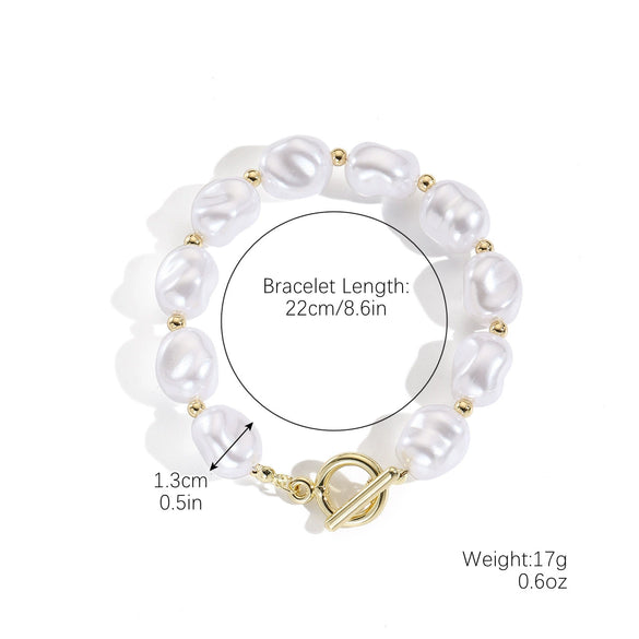 Pearl Alloy Jewelry With Starfish Shell And Marine Organisms Pattern Necklace Bracelet Set For Women Electroplated