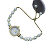 Pearl Alloy Women's Round Dial Fashionable Bracelet Watch With Spiral Crown And Stainless Steel Onepiece Buckle