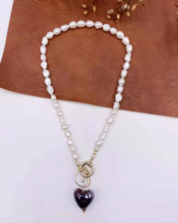 Pearl And Coloured Glaze Natural Style Geometric Fashion Necklace For Female