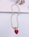 Pearl And Coloured Glaze Natural Style Geometric Fashion Necklace For Female