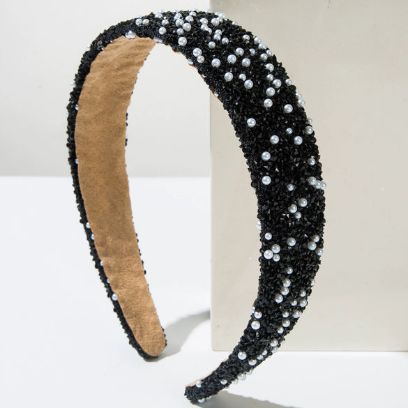 Pearl And Diamond Hair Band Baroque And Geometric Style Women's Hair Accessories