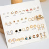 Pearl And Small Diamond Earrings For Women Zinc Alloy Geometric Electroplating