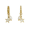 Pearl And Titanium Steel Women's Fashion Earrings With Geometric Design And Electroplating