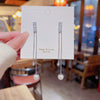 Pearl And Zircon Inlaid Copper Women's Geometric Long Tassel Earrings Light Luxury Niche Highend Ear Studs New Fashion 2025