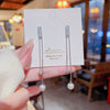 Pearl And Zircon Inlaid Copper Women's Geometric Long Tassel Earrings Light Luxury Niche Highend Ear Studs New Fashion 2025
