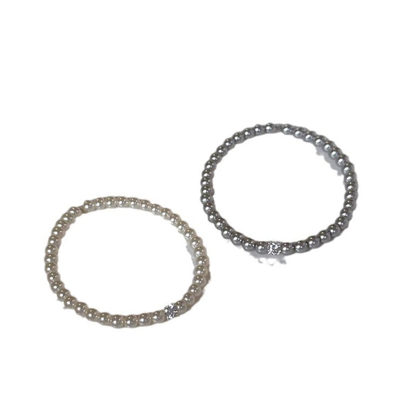 Pearl Bead Stitching Square Diamond Bracelet Handmade Women's Jewelry