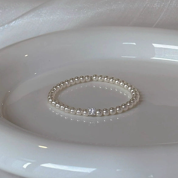 Pearl Bead Stitching Square Diamond Bracelet Handmade Women's Jewelry