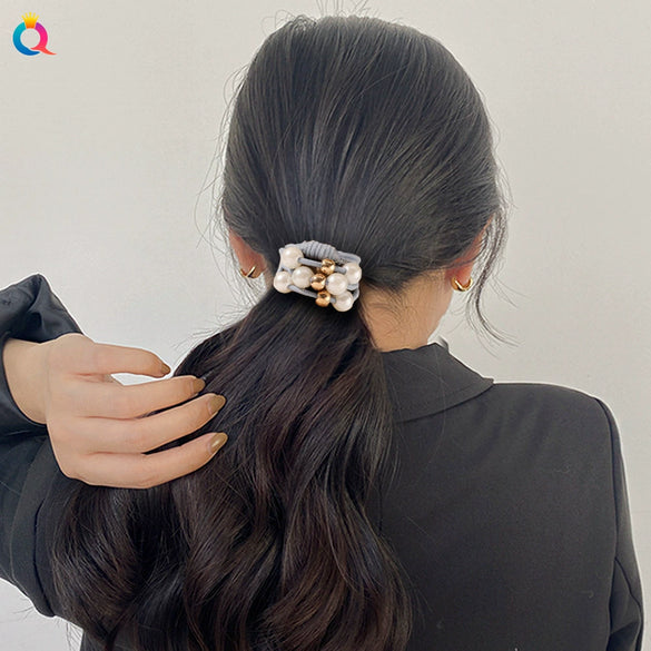Pearl Beaded Braided Handmade Hair Rope Hair Ring Hair Accessories