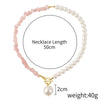 Pearl Beaded Necklace With Geometric Design And Electroplating Treatment For Women