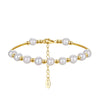 Pearl Beaded Women's Jewelry S925 Sterling Silver Bracelet With Geometric Design And Electroplating
