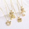 Pearl Bear Pendant Necklace Copper Electroplating Geometric Style
