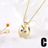 Pearl Bear Pendant Necklace Copper Electroplating Geometric Style