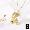 Pearl Bear Pendant Necklace Copper Electroplating Geometric Style