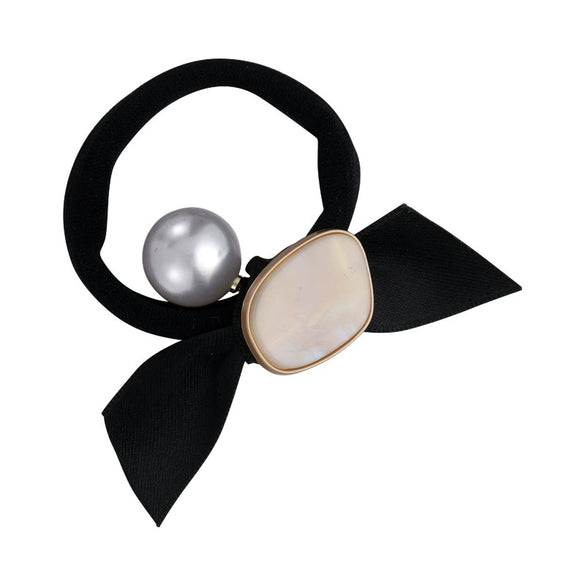Pearl Bow Hair Tie Fabric Handmade