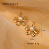 Pearl Bow Titanium Steel Earrings Electroplated Light Luxury Style For Women