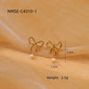 Pearl Bow Titanium Steel Earrings Electroplated Light Luxury Style For Women