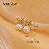 Pearl Bow Titanium Steel Earrings Electroplated Light Luxury Style For Women