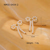 Pearl Bow Titanium Steel Earrings Electroplated Light Luxury Style For Women