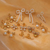 Pearl Bow Titanium Steel Earrings Electroplated Light Luxury Style For Women