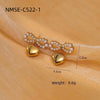 Pearl Bow Titanium Steel Earrings Electroplated Light Luxury Style For Women
