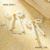 Pearl Bow Titanium Steel Earrings Electroplated Light Luxury Style For Women