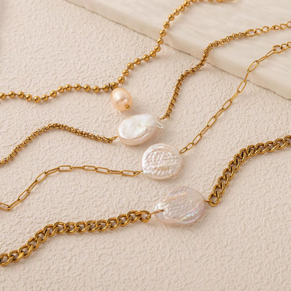 Pearl Bracelet Imitation Pearls Geometric Style Electroplating Unisex