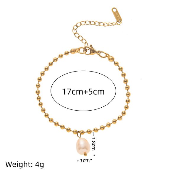 Pearl Bracelet Imitation Pearls Geometric Style Electroplating Unisex
