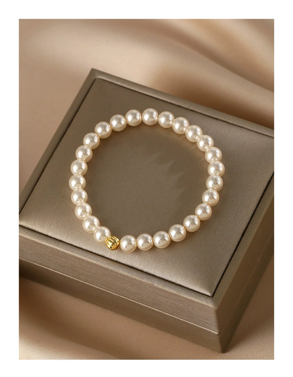 Pearl Bracelet Silver Handmade Original Design Women's Exquisite Allmatch Highend Stacked Strand Transfer Bead