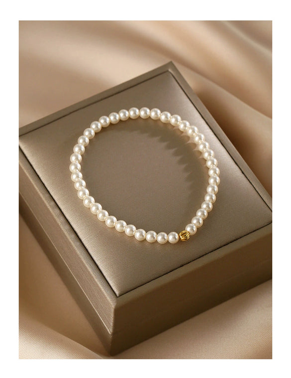 Pearl Bracelet Silver Handmade Original Design Women's Exquisite Allmatch Highend Stacked Strand Transfer Bead