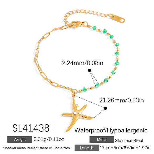 Pearl Bracelet Stainless Steel Titanium Steel Geometric Starfish Shell Pendant Electroplating Light Luxury Fashion Minimalist Jewelry For Women And Unisex