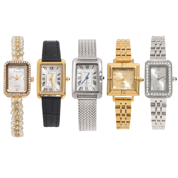 Pearl Bracelet Women's Mechanical And Quartz Watch Alloy Strap Metal Case Rectangle Dial Luxury Wristwatch