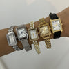 Pearl Bracelet Women's Mechanical And Quartz Watch Alloy Strap Metal Case Rectangle Dial Luxury Wristwatch