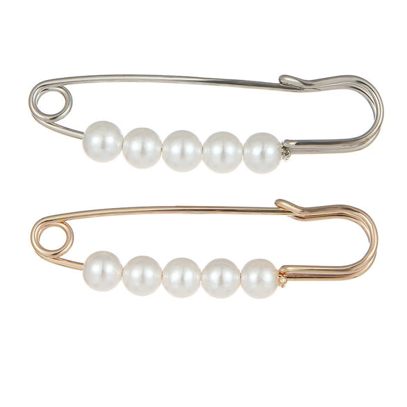 Pearl Brooch Pin With Rhinestone And The Crown Pattern Electroplating Treatment Unisex And Women's Style